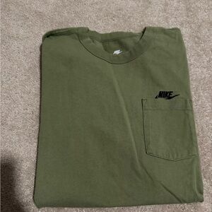 Nike Olive Green Pocket Tee with Black Logo
